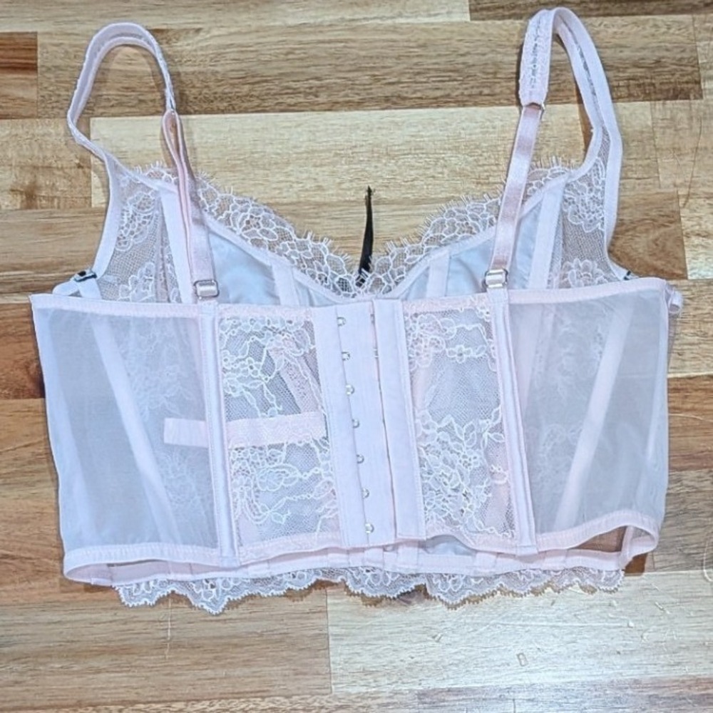 NWT Victorias Secret Dream Angels Lace Up Corset Bralette Pink Small Coquette - Picture 3 of 9